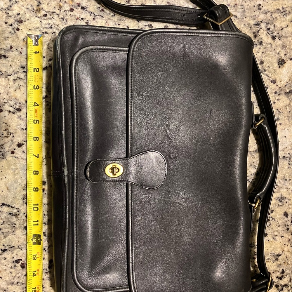 Vintage Coach Black Leather Messenger/Laptop Bag